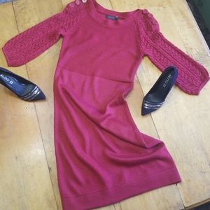 The Limited Red Sweater Dress Button Detail Size S